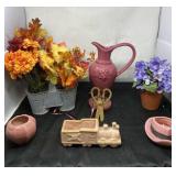 Vases and Artificial Flower and Leaf
