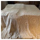 Tan Flower Tablecloth/Bedspread 76 x 98