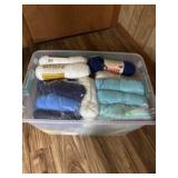 Tote with Lid Full of Yarn