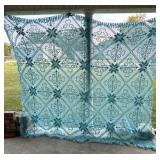 Turquoise Bed Spread Handmade With Geometric