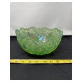 L. E. Smith Green Carnival Glass Bowl Made From
