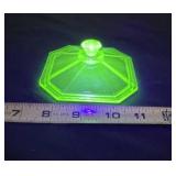 Green Uranium Glass Lid Only. Measures 4 inches x