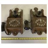 Two Faux Wood Spartus Wall Clocks