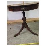 Round Wooden Drum Table Single Central Drawer