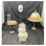 Floral Table Lamps, Tall Lamp with No Shade with