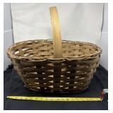 Hand Woven Oval Splint Basket And Handle