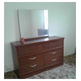 Low Boy Dresser With Mirror & full Headboard