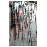 Large Lot Of Antique Fishing Rods & Reels