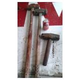 3 Sledge Hammers, 1 brass Head