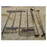 4 Yard Rakes & 4 Hoes