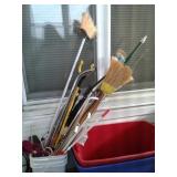 Hose Reel Kit, Bucket Full, Brooms, & Misc