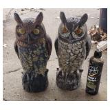 2 plastic owls