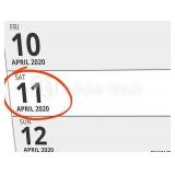 PICKUP UP TIME WILL BE SATURDAY APRIL 11