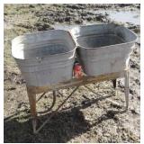 DOUBLE GALVANIZED WASH TUBS & STAND