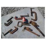 C-CLAMPS:RIDGED PIPE WRENCHES