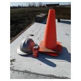 2 Orange Cones & A Hard Hat