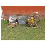 WIRE wheel, Tub, OIL Pan, GAS can