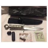 SURVIVOR KNIFE WITH ITEMS IN HANDLE