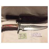 14" CHIPAWAY BOWIE KNIFE W/ZEBRA WOOD