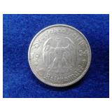 1934 NAZI SWASTIKA 5MARK SILVER COIN