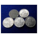 5 STEEL WHEAT PENNIES