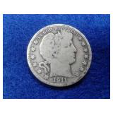 1911 BARBER SILVER HALF DOLLAR