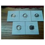 5 UNC. BU ROOSEVELT DIMES