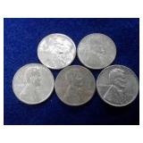 5 STEEL WHEAT PENNIES