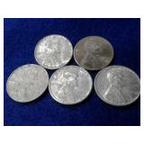 5 STEEL WHEAT PENNIES