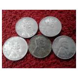 5 STEEL WHEAT PENNIES