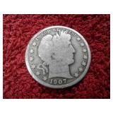 1907-O BARBER SILVER HALF DOLLAR