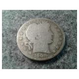 1908-O BARBER SILVER HALF DOLLAR
