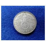 NAZI SWASTIKA 2MARK SILVER COIN
