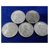 5 STEEL WHEAT PENNIES