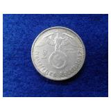 NAZI SWASTIKA 2MARK SILVER COIN