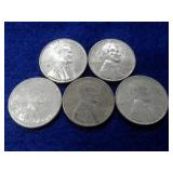 5 STEEL WHEAT PENNIES