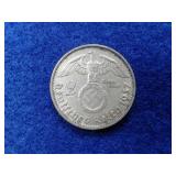 NAZI SWASTIKA 2MARK SILVER COIN