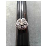 SZ.8.5 STERLING SILVER CLUSTER RING 5.5GRAMS