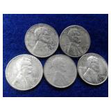 5 STEEL WHEAT PENNIES