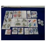 4 STEEL WHEAT PENNIES & COLLECTIBLE STAMPS