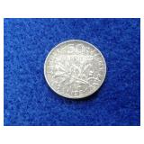 1916 SILVER FRANCE 50 CENTIMES