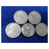 5 STEEL WHEAT PENNIES