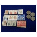 4 STEEL WHEAT PENNIES & COLLECTIBLE STAMPS