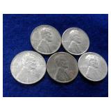 5 STEEL WHEAT PENNIES