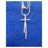 11" STERLING SILVER CROSS NECKLACE 7.2GRAMS