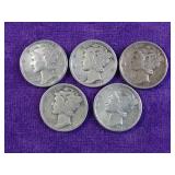5 Mercury Silver Dimes