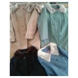 5 Ladies Vintage Coats with Fur Collars, Black