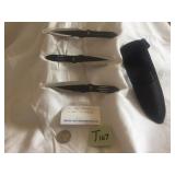 3) 5 1/2" THROWING KNIVES WITH SHEATH