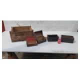 Old wood advertising boxes.