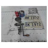 UNIVERSAL MEAT GRINDER, LICENSE PLATES, COFFEE